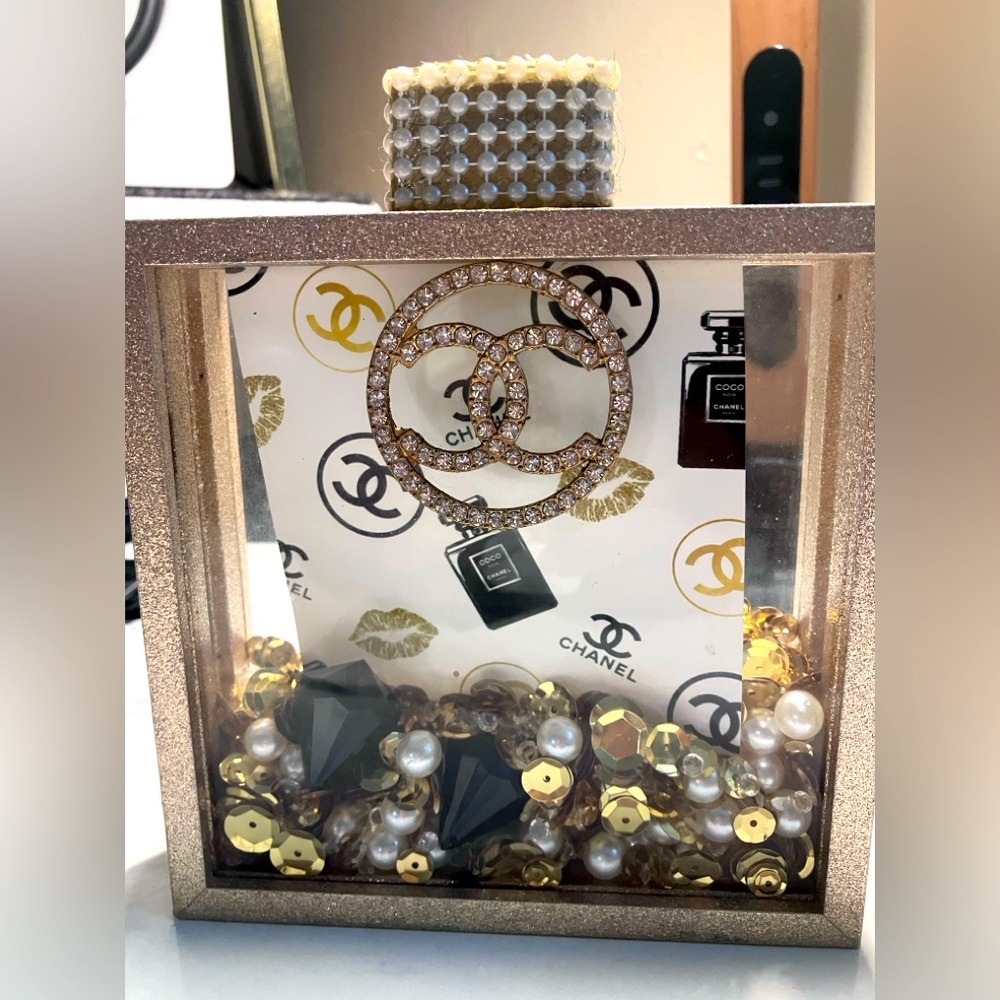Chanel style brooch repurposed home decor